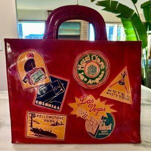Embossed Leather Tote Vintage Travel Excellent Condition